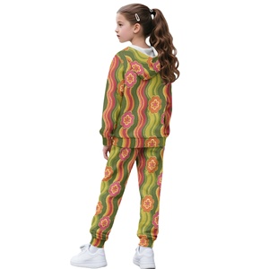 Vendita calda 1 modello personalizzato con stampa floreale 2 pezzi <span class=keywords><strong>felpa</strong></span> Tie-dye con cappuccio Set <span class=keywords><strong>felpa</strong></span> e <span class=keywords><strong>pantaloni</strong></span> della tuta per bambini - Product Image 2
