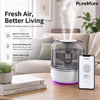 Humidificateur Confort 90ML avec Veilleuse, Brume Ultrasonique 28dB, Remplissage par le Haut, Faible Bruit, pour Chambre à Coucher, Apaisant pour Bébé/Enfant