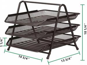 <b>Metal</b> Letter Tray Desk Organizer Document Letter Office Paper Organizer 3 Tier Mesh Paper Tray - Product Image 2
