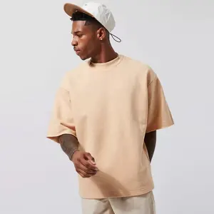 Özel streetwear boy boş lüks t shirt yüksek kalite 100% organik pamuk damla omuz boxy ağır t-shirt erkekler