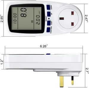 UK Digital LCD Power Meter Wattmeter Socket Wattage Kwh Energy Meter Measuring Outlet Power Analyzer