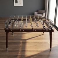 Table de baby-foot professionnelle de luxe avec plateau en verre trempé et tiges chromées pour hall d'hôtel et salle de jeux