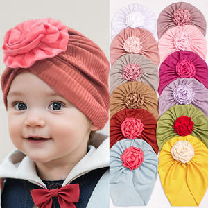 <span class=keywords><strong>Turban</strong></span> solide et mignon pour bébé, bonnet respirant, nouveau-né, élastique - Product Image 1