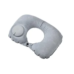 Custom Logo Inflatable Press Neck Support Travel Pillow Portable U Shape Travel Neck Pillows For Sleeping Travel