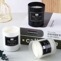Bougies d'aromathérapie en cire de soja faites à la main en gros, avec coupelles en verre noir et couvercles métalliques givrés, parfum exquis, décoration, cadeau de mariage