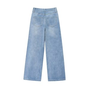 NOVEDAD DE VERANO 2025, Estilo Europeo Americano, cuello en V, sin mangas, cintura ceñida, chaleco vaquero sencillo, traje vaquero informal de pierna ancha para <span class=keywords><strong>mujer</strong></span> - Product Image 4