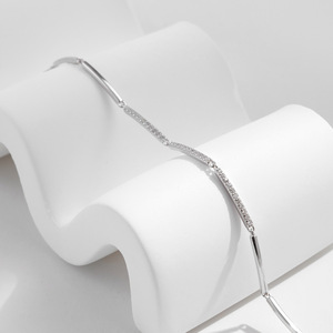 S925 Silver Diamond Hypoallergenic Polished <b>Bracelet</b> Silver Chain BracChannel Setting Minimalist Everyday Wear Unisex Jewelry - Product Image 4