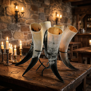 Cuerno Vikingo para Beber de Alta Calidad, Tamaño Personalizado, con Soporte de Hierro, Estilo Pulido, Apto para Alimentos, Sin Fugas, Hecho a Mano, Natural, para Cerveza - Product Image 3
