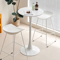 Table de bar ronde moderne de 60 cm, table de pub sur piétement avec base en forme de tulipe, table de cocktail minimaliste pour café, restaurant