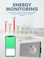 Double cadre en verre 16A norme européenne allemagne Tuya électrique Alexa Alice prise de courant à commande vocale Wifi prise murale intelligente