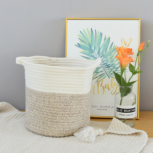 Woven Storage Baskets Cotton Thread Round <b>Handmade</b> Clothing Organizer Desktop Storage Basket For <b>Clothes</b> Snacks Sundries - Product Image 4