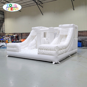 Bianco puro doppio scivolo gonfiabile casa di rimbalzo combinato Jumbo bambini rimbalzo castello salto e scivolo divertente fornitore di giochi - Product Image 3