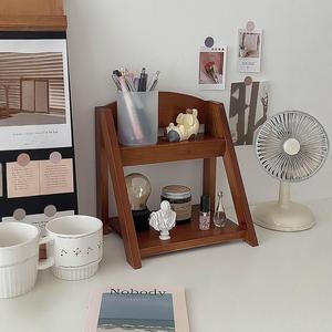 Wooden Desktop Organizer <b>Shelf</b> Double Layer Storage <b>Rack</b> For Office Study Room Home Decoration Durable Standing Type - Product Image 1