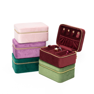 Zebo Portable Velvet Jewelry Box with Zipper Travel <b>Storage</b> Case for <b>Rings</b> Earrings Necklaces Custom Logo Available - Product Image 1
