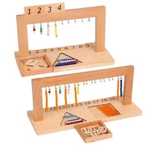 Montessori giocattoli per l'apprendimento della <span class=keywords><strong>matematica</strong></span> appendiabiti per bambini scale di perline di colore 1-9 11-19 numeri educativi in età prescolare giocattoli in legno per bambini - Product Image 2