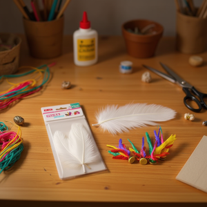 Plumes artisanales blanches Ilan Pluma 14 cm pour décorations DIY - Product Image 2