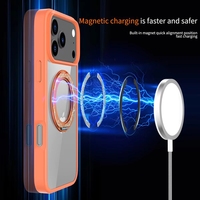 Étui de téléphone magnétique orange pour 17 Pro avec support rotatif, coque arrière de luxe antichoc pour mobile