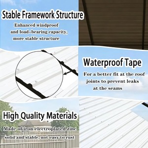 Abri de voiture en métal extra large et robuste avec toit vertical, protection contre toutes les intempéries, abri en acier galvanisé, personnalisable - Product Image 3