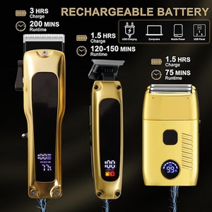 Juego de Cortapelos Profesional de Lujo para Hombre, 3 Piezas, Afeitadora Eléctrica Inalámbrica, Pantalla LED, Recortadora de Cabello con Ajuste a Cero - Product Image 5