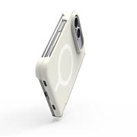Casing PC Magnetik untuk iPhone Duo Lipat, Warna Polos Anti-Sidik Jari, Tahan Banting, Perlindungan 360 Derajat