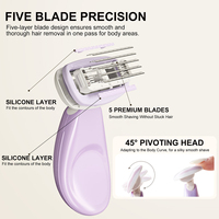 Rasoir manuel portable 5 lames pour femme, mini-tondeuse corporelle avec tête remplaçable, outil de rasage de voyage pour filles et femmes avec étui