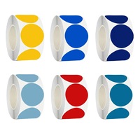 Pegatina circular de colores de caramelo, adhesivo de vinilo térmico, láser y Etiquetas de codificación de puntos para clasificación de archivos y organización de inventario
