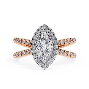 Bague de fiançailles en diamant de laboratoire Radiant pour femme, plaqué rhodium, or 10 carats, certifiée IGI, sertissage pavé, style glamour tendance, bijoux - Product Image 1