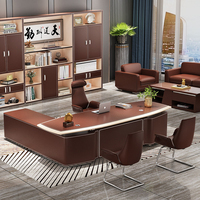 Bureau de direction en forme de L modulaire en cuir MDF au design moderne de luxe, haut de gamme et personnalisable