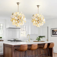 BGST Usine Salon Pendentif Lampe De Luxe Ménage Créativité Artistique Gingko Feuille Lustre En Céramique Pendentif Lumière