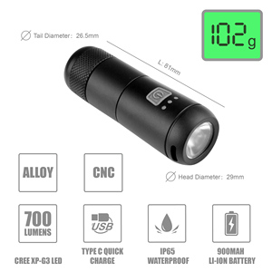 BRIVIGA <span class=keywords><strong>Petit</strong></span> phare avant de <span class=keywords><strong>vélo</strong></span> en forme de colonne avec poche pour gilet, charge USB-C, indicateur de puissance, 700LM900mAh - Product Image 2