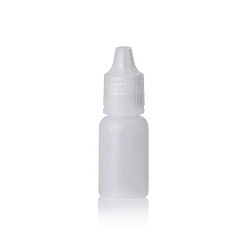 Botella de plástico de polvo químico transparente vacío de tamaño pequeño de 7,5 ml personalizada para gotas para los ojos medicina de aceite esencial