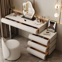 Nordique blanc moderne Style européen coiffeuse haute qualité bois vanité maquillage meubles de rangement avec tiroirs miroir tabouret
