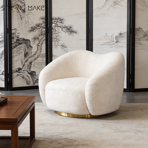 Muebles de sala de estar Silla de acento de madera de diseño con respaldo alto Silla de salón moderna de mediados de siglo con otomana - Product Image 1