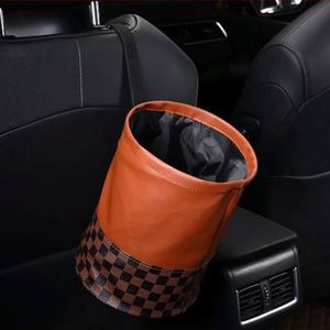 Échantillon gratuit, poubelle de voiture pliable multifonctionnelle de haute qualité, sac de rangement pour voiture en polyester PU, portable, suspendable, marron - Product Image 3