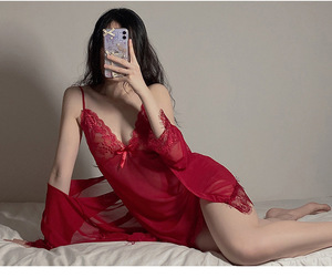 Ensemble de lingerie trois pièces pour <span class=keywords><strong>femme</strong></span>, pyjama sexy en dentelle, lingerie transparente, vêtements en maille et gaze pour <span class=keywords><strong>femme</strong></span> - Product Image 6