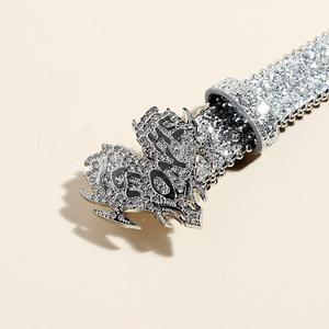 ICE <span class=keywords><strong>ON</strong></span> <span class=keywords><strong>ME</strong></span> Ceinture en cuir argenté à boucle en strass brillant pour pantalon en jean - Product Image 3