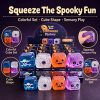 Jouet Squishy Cube d'Halloween, Jouet Sensoriel Anti-Stress à Presser, Cadeau Fidget pour Fête ou Événement