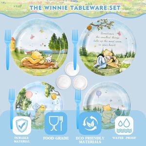 Juego de vajilla temática de oso <span class=keywords><strong>Winn</strong></span> personalizado al por mayor, platos para Baby Shower, servilletas para el Día del Padre, cumpleaños, graduación - Product Image 3