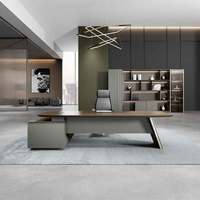 Ensemble de bureau et de chaises de direction de luxe en forme de L pour les directeurs directeurs PDG patrons Solutions de mobilier de bureau