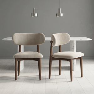 Silla de Comedor Moderna de Madera de Teca Estilo Mid-Century Jullie con Altura Ajustable y Asiento Tapizado en Microfibra para Muebles de Comedor - Product Image 3