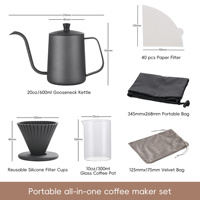 Bouilloire à café portable en acier inoxydable de haute qualité, écologique, pour infusion manuelle, avec sac de transport