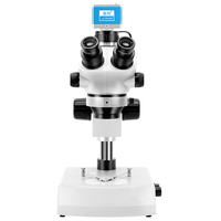 Microscope stéréoscopique industriel, trinoculaire, source de lumière supérieure et inférieure, grossissement 3,5-100X pour l'identification de montres