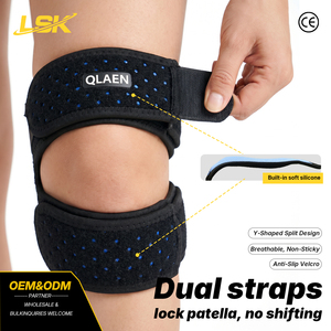 Rodillera profesional con doble correa para rótula, certificación CE, alivio del dolor, banda para <span class=keywords><strong>rodilla</strong></span> de <span class=keywords><strong>saltador</strong></span> para correr y baloncesto, venta al por mayor - Product Image 1