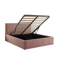 Tête de lit capitonnée moderne en tissu pour lit King Size, cadre en bois de pin, sommier avec rangement, mousse durable, gain de place, pour la maison