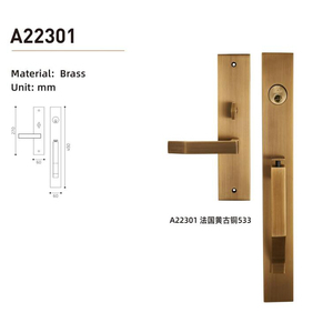 Ensemble de poignées de <span class=keywords><strong>porte</strong></span> <span class=keywords><strong>d</strong></span>'<span class=keywords><strong>entrée</strong></span> en laiton massif haute sécurité, poignée de sécurité extérieure de luxe avec <span class=keywords><strong>serrure</strong></span> pour projet de villa résidentielle - Product Image 3