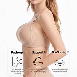 Sujetador inalámbrico sin costuras para mujer, con estampado de <span class=keywords><strong>leopardo</strong></span>, copas moldeadas, efecto push-up, tirantes con letras impresas y soporte lateral, para uso diario. - Product Image 2
