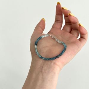 Dylam <b>Charm</b> Dainty 925 Sterling Silver Link Chain Aquamarine Orb Natural Stone <b>Bead</b> Chain Women Jewelry <b>Bracelets</b> - Product Image 3