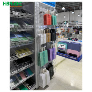 Accessoire de rayonnage de supermarché sur mesure, présentoir latéral en forme de L double face en treillis métallique en acier, attrayant et robuste - Product Image 1