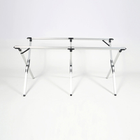 Nouveaux produits en plein air portable personnalisé en aluminium acier Camping Egg Roll Table métal pique-nique enroulable pliant Kamp Tables