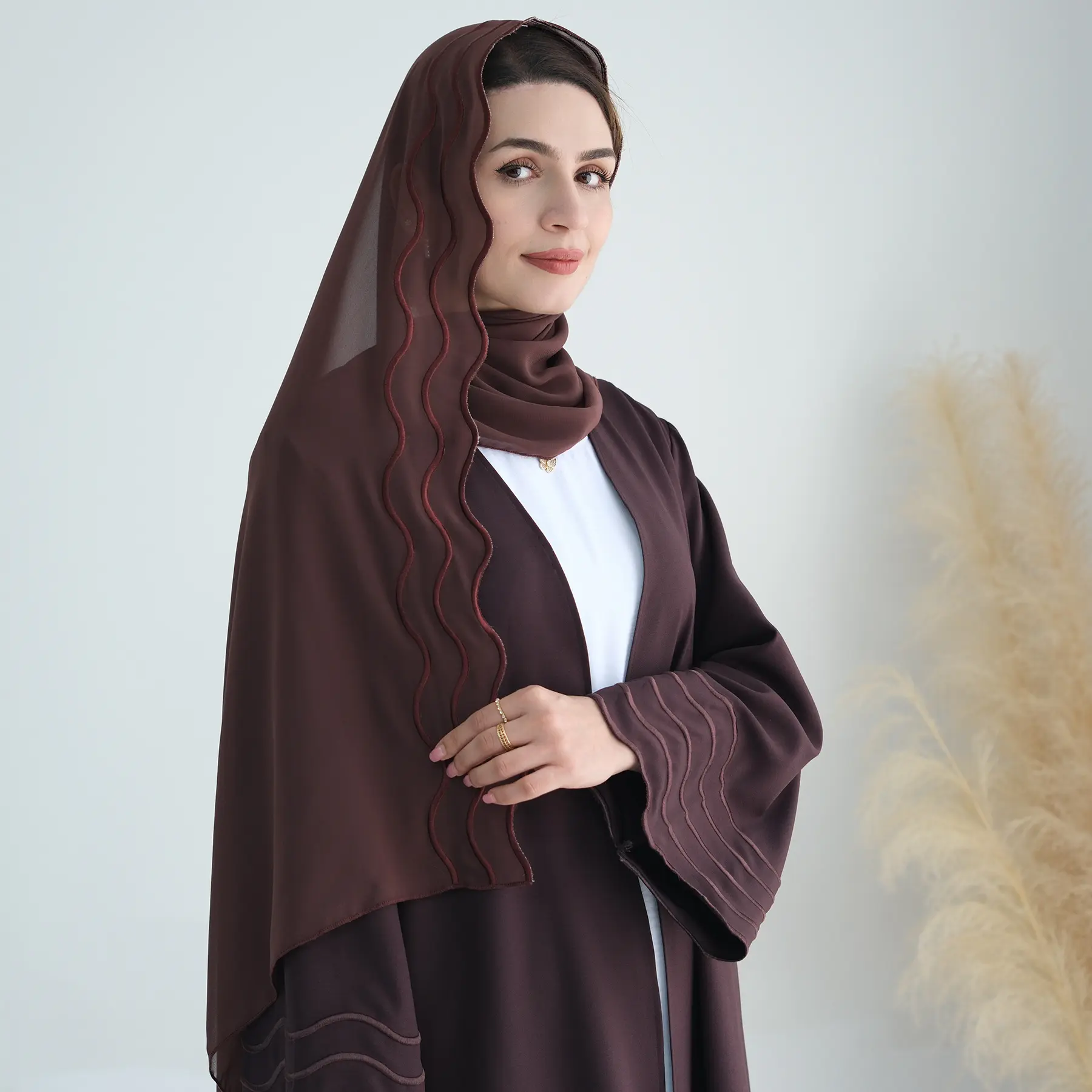 Dubai Turkey Maroc Elegante Custom Kaftan Bescheiden Jurk Dubai Abaya Vrouwen Moslim Jurk Open Borduurwerk Kimonos Abaya Set
